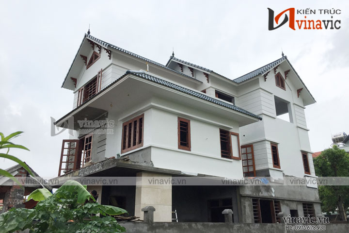 Hoàn thiện mẫu nhà biệt thự 3 tầng mái thái hiện đại tuyệt đẹp