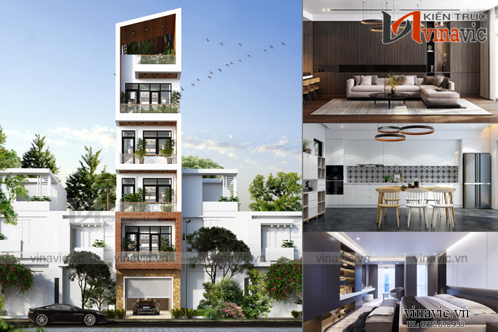 Mẫu thiết kế nhà phố 6 tầng hiện đại thanh thoát NO1818