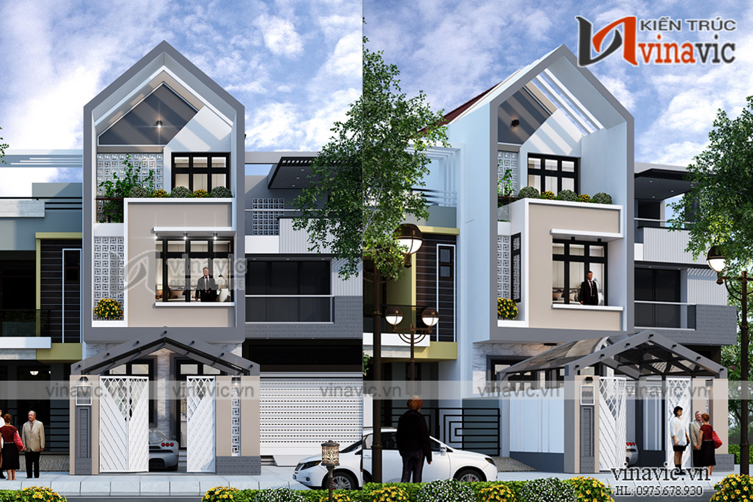 mẫu nhà phố hướng tây 3 tầng độc đáo NO1820