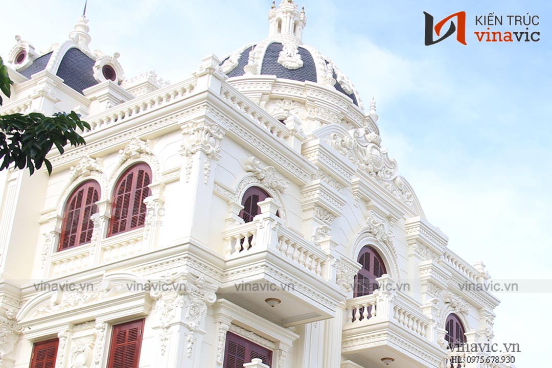 Cận cảnh mái chóp tròn mẫu nhà phố 3 tầng đẹp sang trọng 