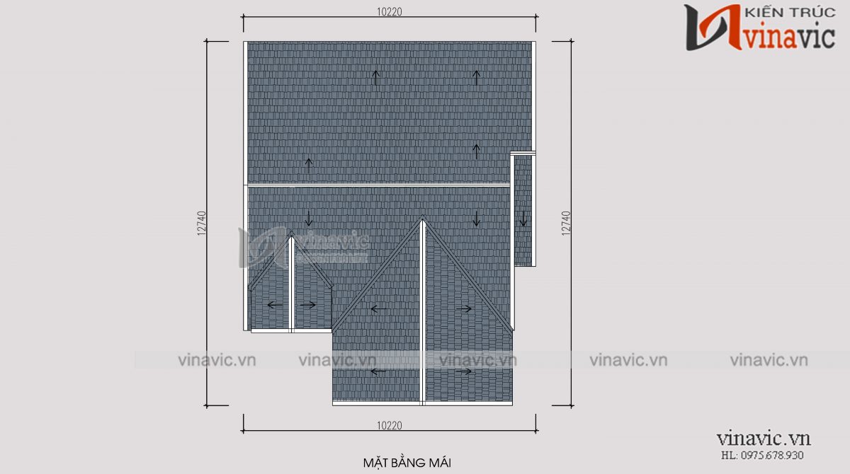 Mặt bằng mái mẫu thiết kế cải tạo biệt thự 3 tầng kiến trúc hiện đại