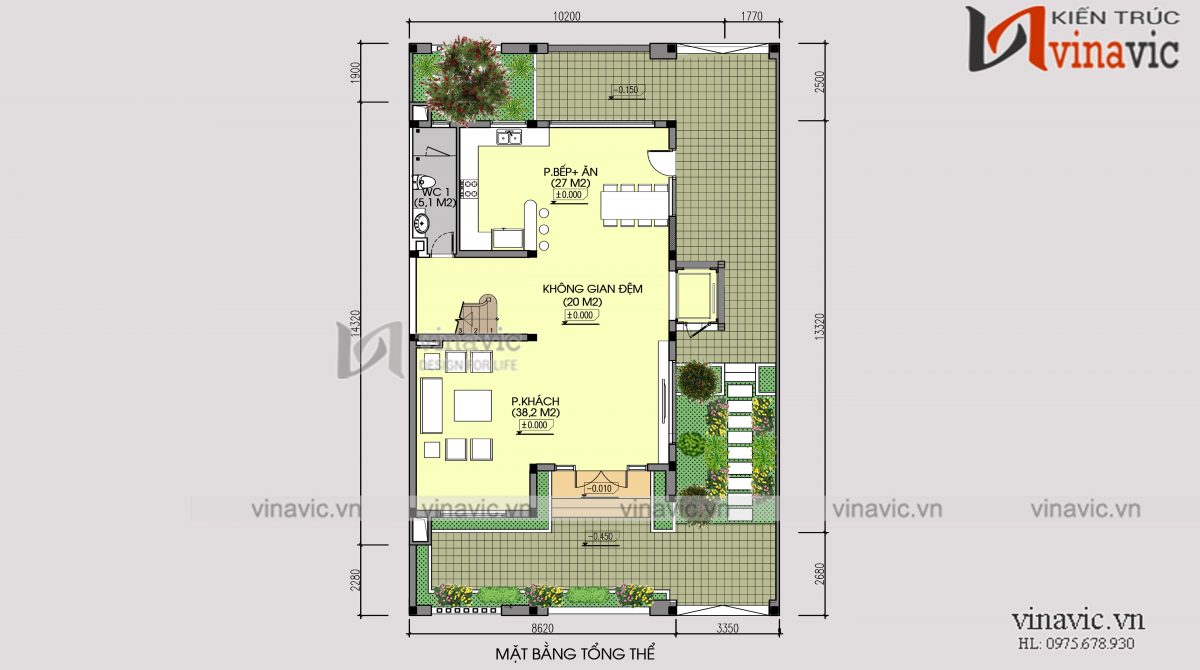 Mặt bằng tổng thể mẫu thiết kế cải tạo biệt thự 3 tầng kiến trúc hiện đại 