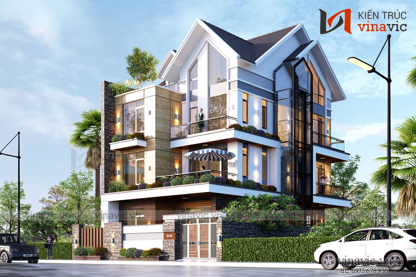 Mẫu thiết kế cải tạo biệt thự 3 tầng kiến trúc hiện đại ở Hà Nội