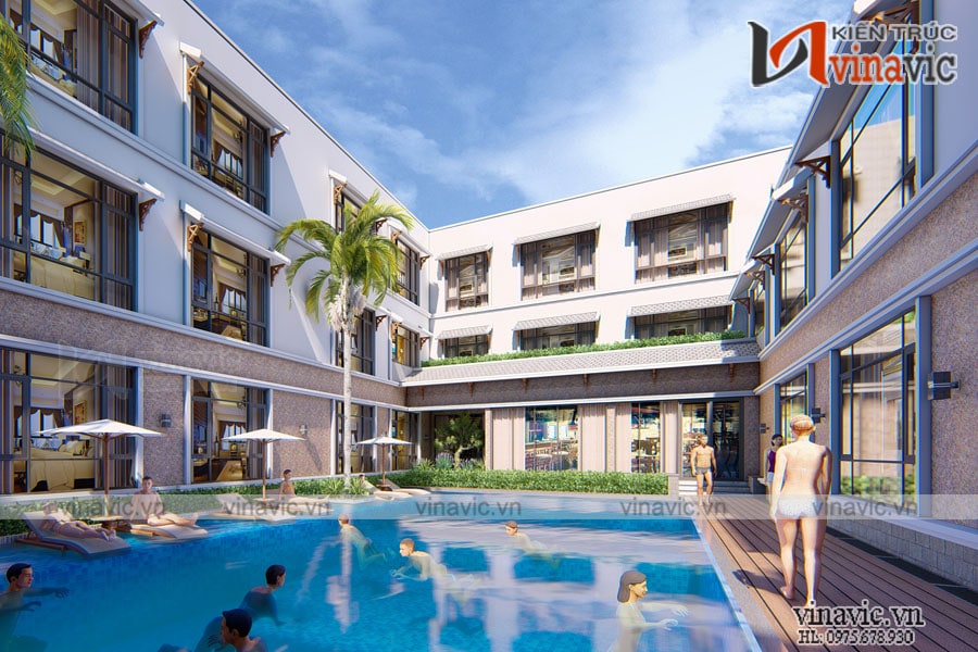 Hệ mái che cửa sổ mặt trong thiết kế khách sạn sang trọng