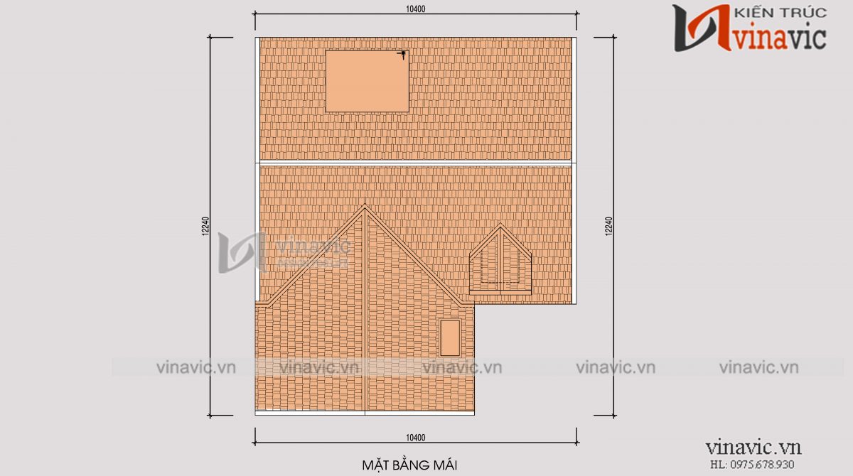 Mặt bằng mái mẫu nhà 2 tầng phong cách kiến trúc Hàn Quốc xinh xắn