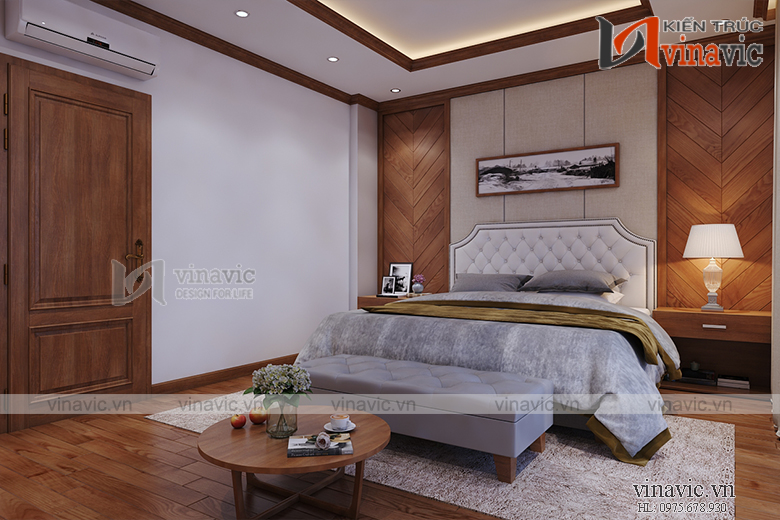 Góc nhìn 2 nội thất phòng ngủ 1 nhà ống mang phong cách hiện đại NTNO1621