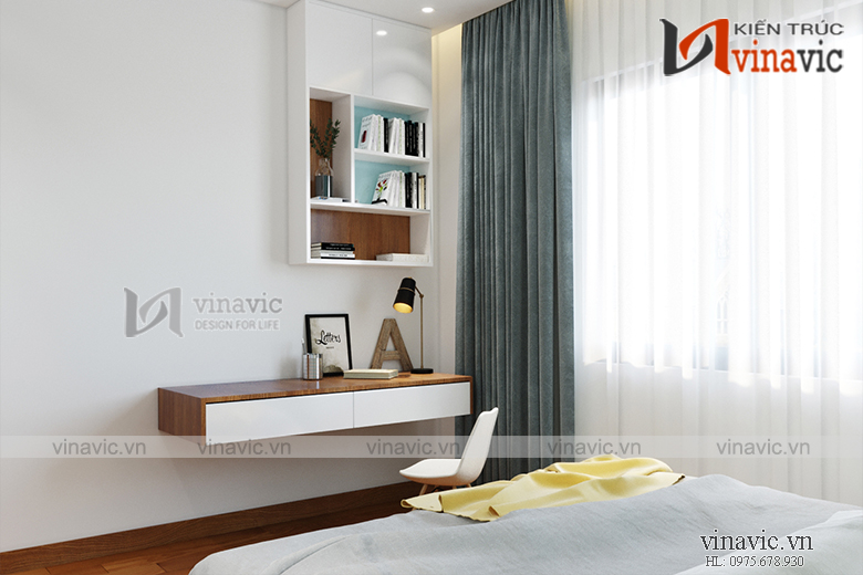 Góc nhìn 3 nội thất phòng ngủ 2 nhà ống mang phong cách hiện đại NTNO1621