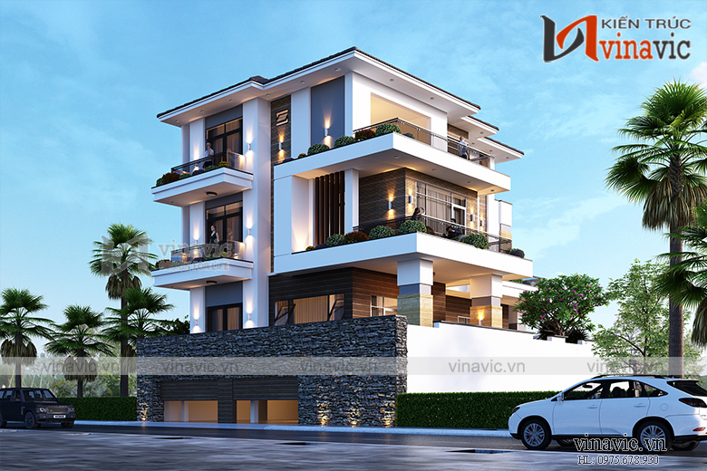 Góc nhìn tầng hầm mẫu biệt thự 3 tầng mái thái hiện đại và tầng hầm đầy ấn tượng BT1909