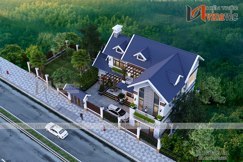 Góc nhìn khác Mẫu nhà chữ L 2 tầng 140m2 4 phòng ngủ phong cách hiện đại