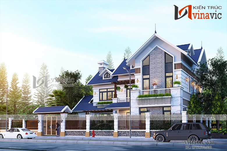 Góc nhìn khác Mẫu nhà chữ L 2 tầng 140m2 4 phòng ngủ phong cách hiện đại