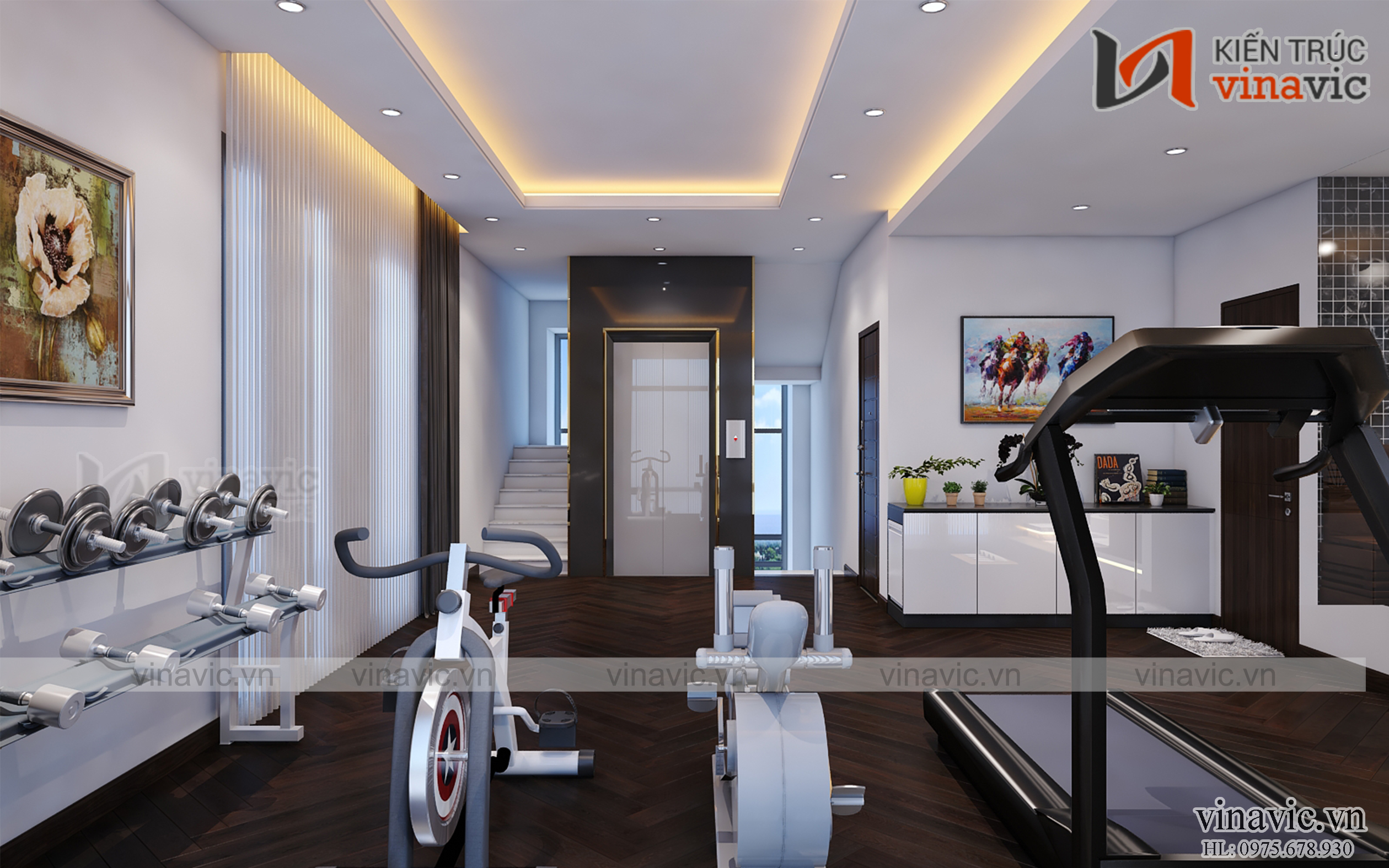 Nội thất phòng đa năng Biệt thự 3 tầng 4 phòng ngủ BT1908 mang phong cách hiện đại đầy đủ tiện nghi.