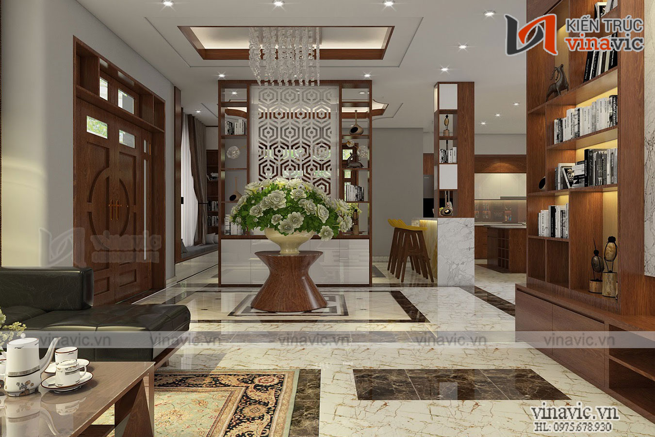 Góc khác nhìn khác - Nội thất phòng khách mẫu nhà 2 tầng đẹp mái thái hiện đại