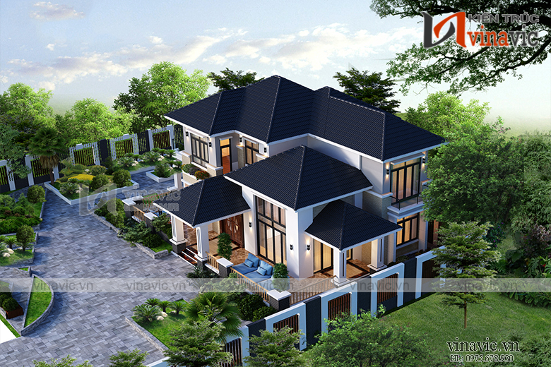 Phối cảnh góc nhìn khác Biệt thự 2 tầng 200m2 3 phòng ngủ 17x12m