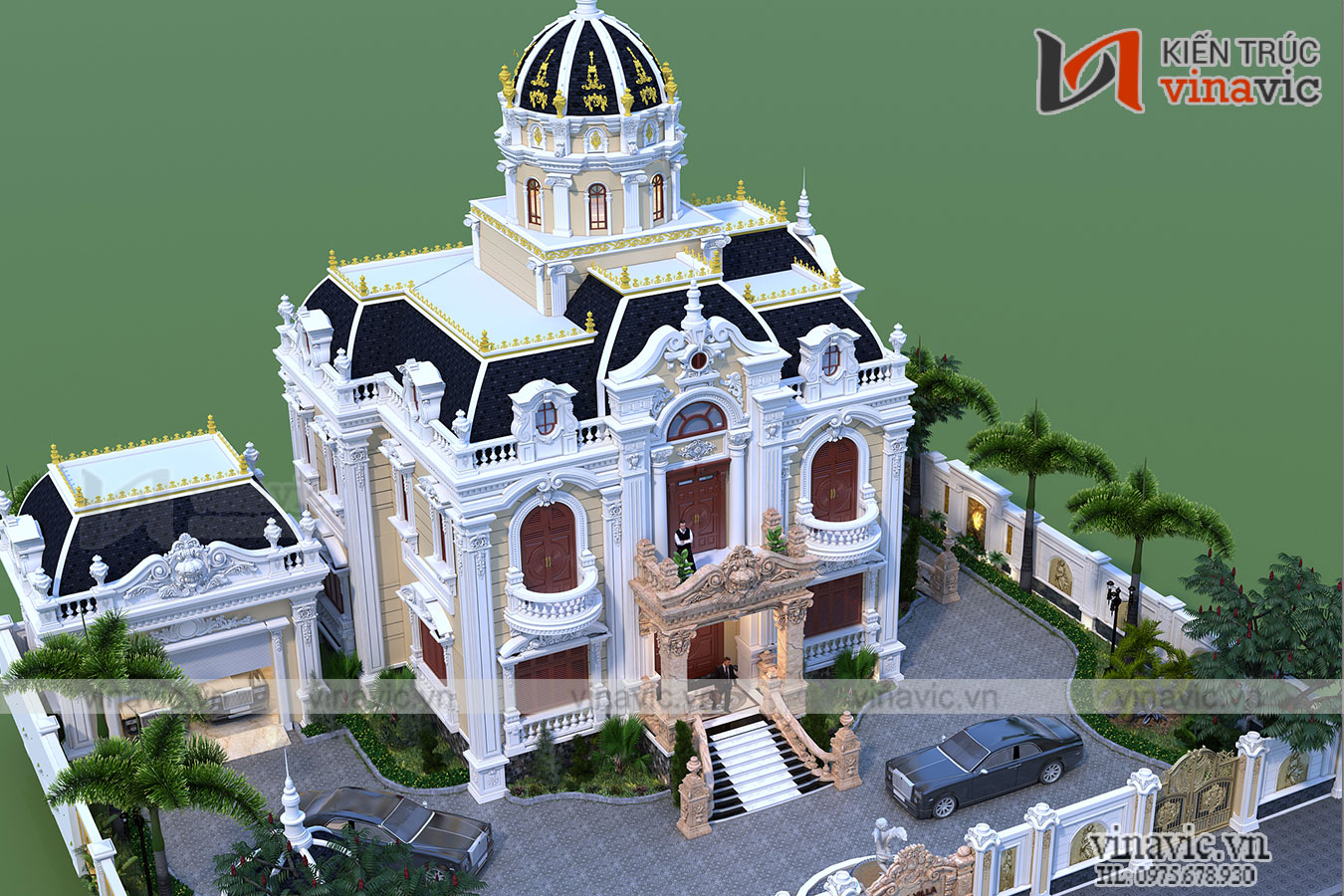 Góc nhìn khác Thiết kế lâu đài kiểu Pháp đẳng cấp tinh tế từng chi tiết LDDT1901