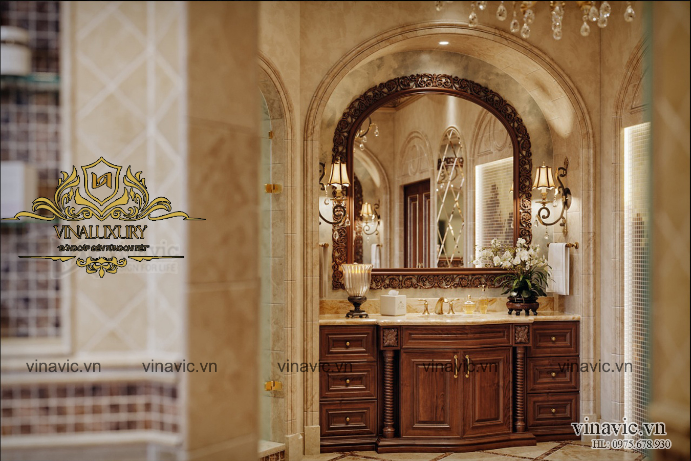 Nội thất cổ điển cho dinh thự 1 tầng nguy nga bề thế NT2007