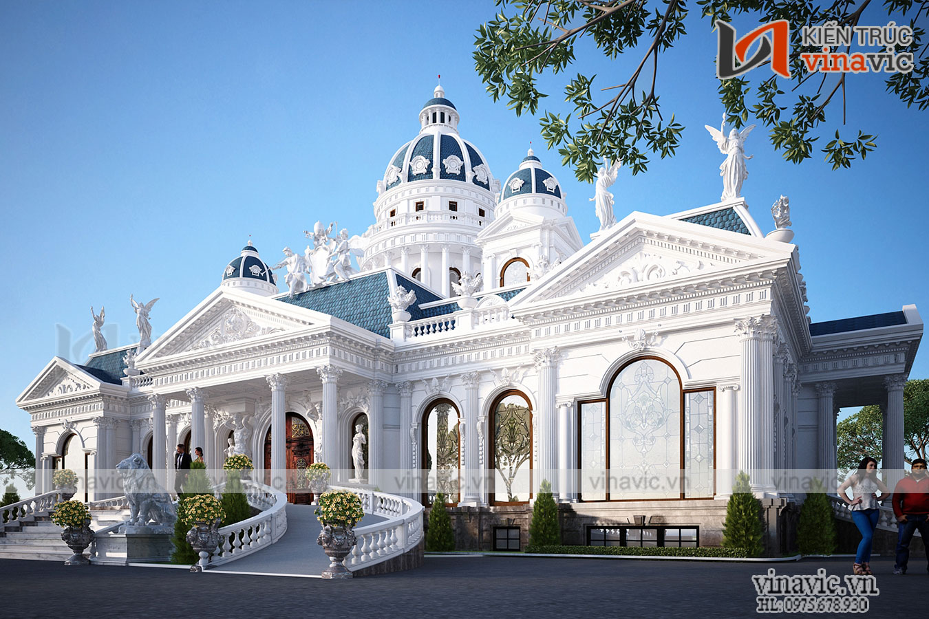 Góc nhìn khác Thiết kế dinh thự 1 tầng phong cách cổ điển nguy nga bề thế