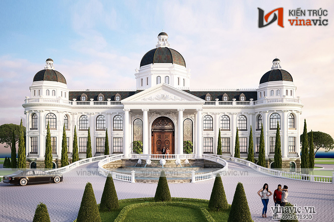 View chính Thiết kế dinh thự tân cổ điển dành cho người đẳng cấp LDDT1905