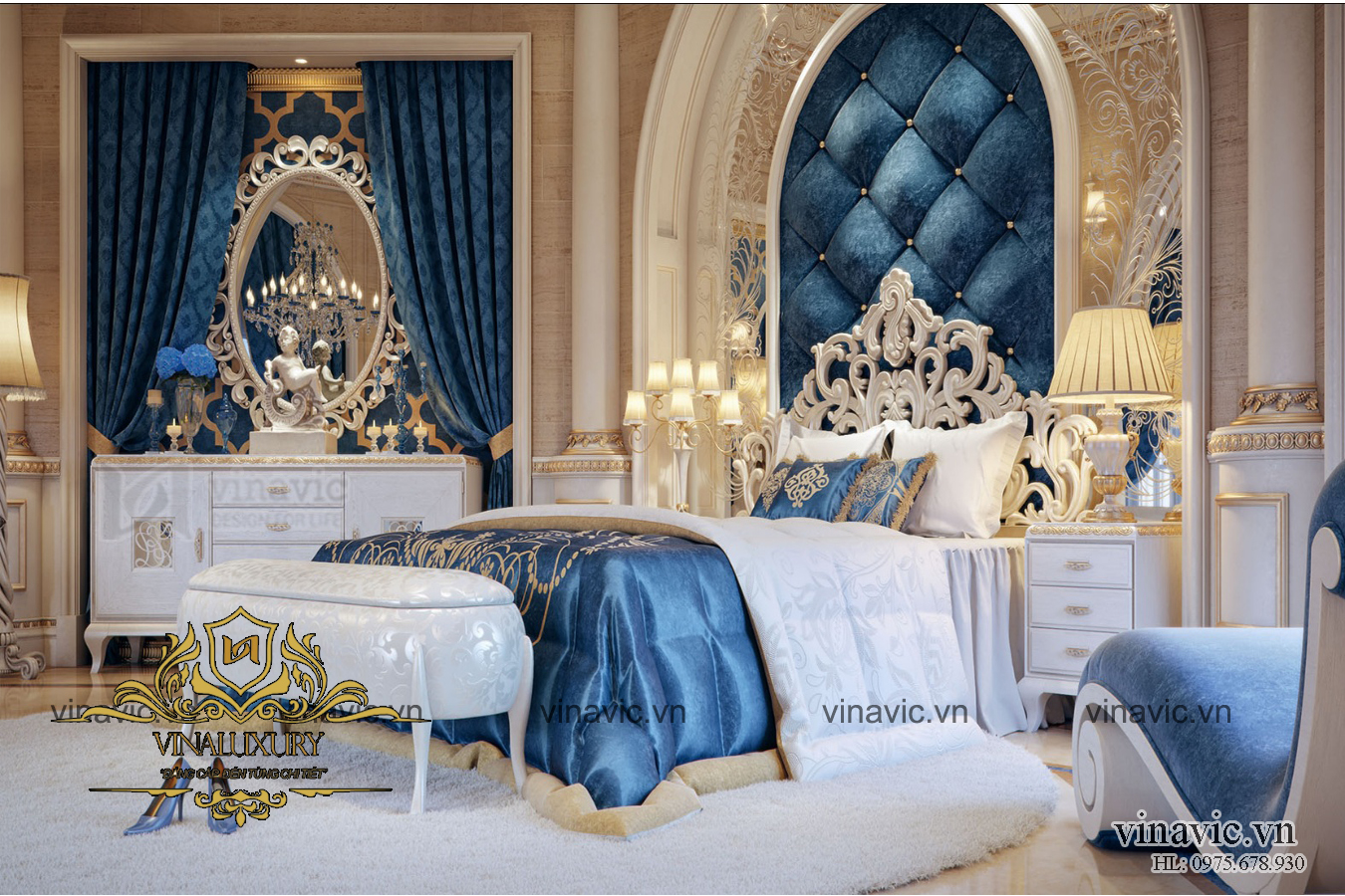 Góc nhìn khác của nội thất phòng ngủ LDDT2001 Các thiết bị nội thất trong phòng đều được sử dụng màu trắng tinh khôi, đây là một trong những màu sắc kinh điển trong thiết kế của phong cách biệt thự lâu đài. Ở đó những vật dụng được mạ vàng với thiết kế tinh xảo, hoa văn nổi bật. Cảm giác mỗi khi về phòng được ngắm nhìn không gian với những đồ vật xinh xắn với chiếc giường cao cấp nhập khẩu từ Châu Âu êm ái đã cảm thấy thật thoải mái và giấc ngủ thật ngon sau một ngày làm việc. Không những thế phòng ngủ đẹp với những nội thất sang trọng, quý phái góp phần nâng cao tình cảm của vợ chồng chủ đầu tư, để mỗi ngày luôn là một ngày hạnh phúc. Các bạn có đồng ý với ý kiến của tôi không ạ?