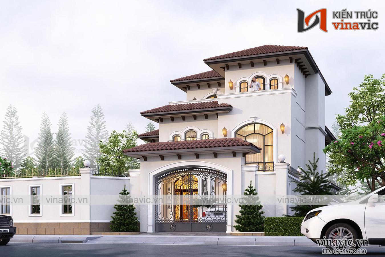 Góc nhìn khác Biệt thự 3 tầng mặt tiền 12m mỗi sàn 180m phong cách địa trung hải