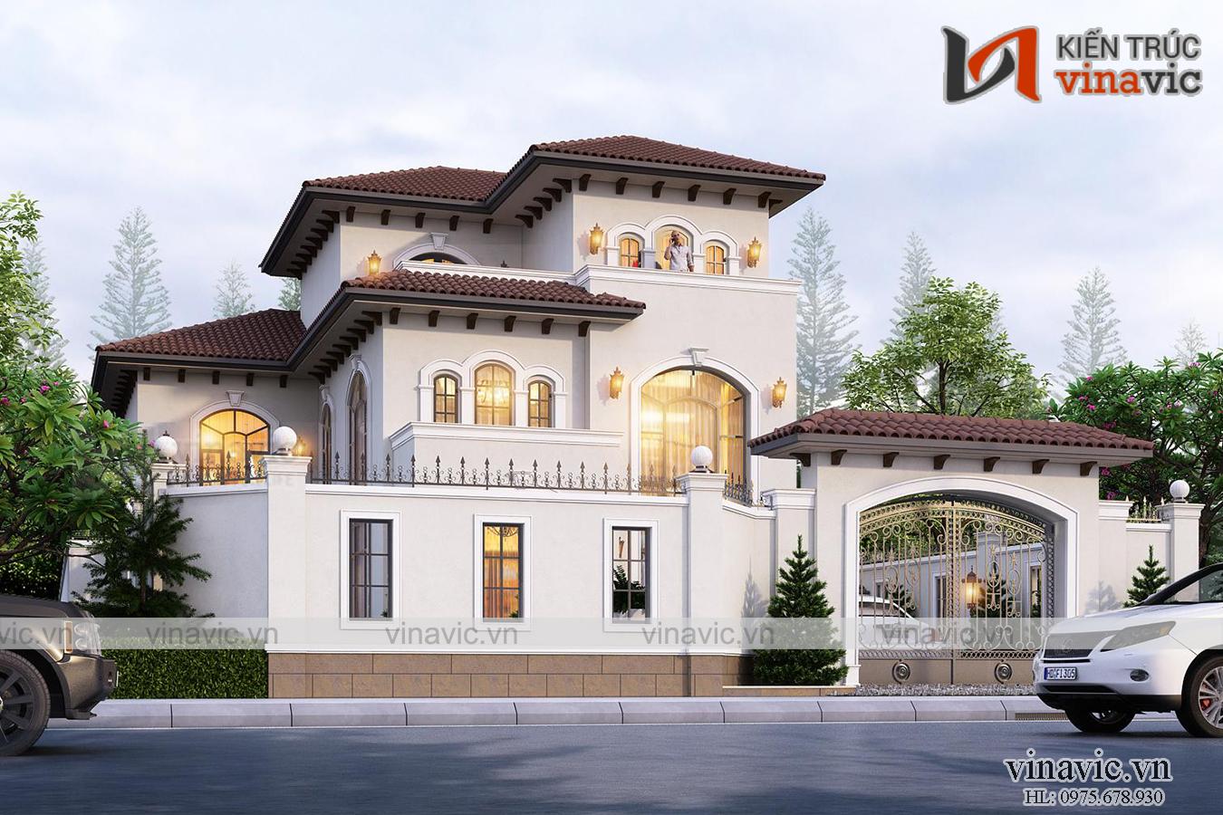 Góc nhìn khác Biệt thự 3 tầng mặt tiền 12m mỗi sàn 180m phong cách địa trung hải