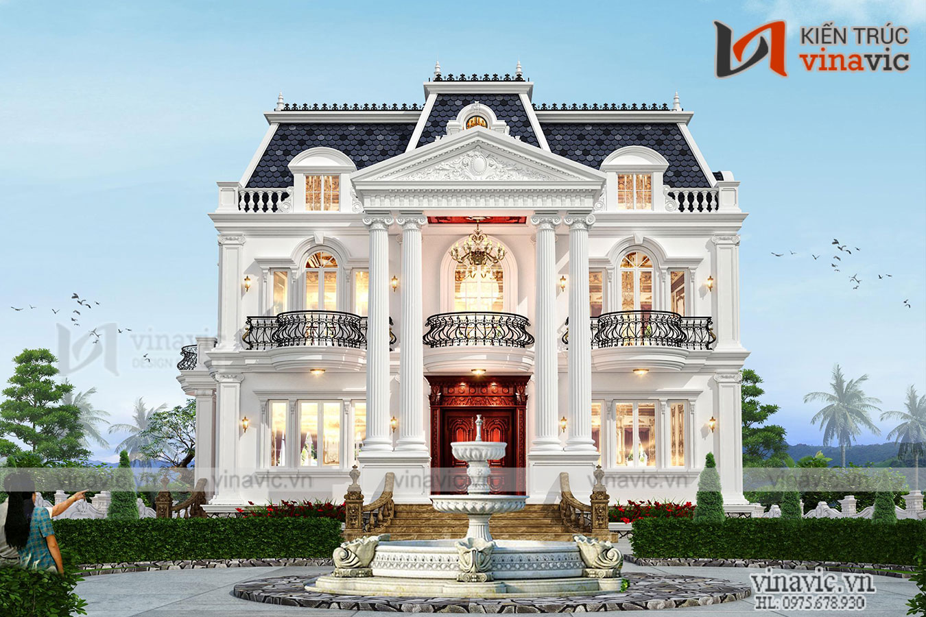 Mặt tiền căn biệt thự cổ điển nguy nga