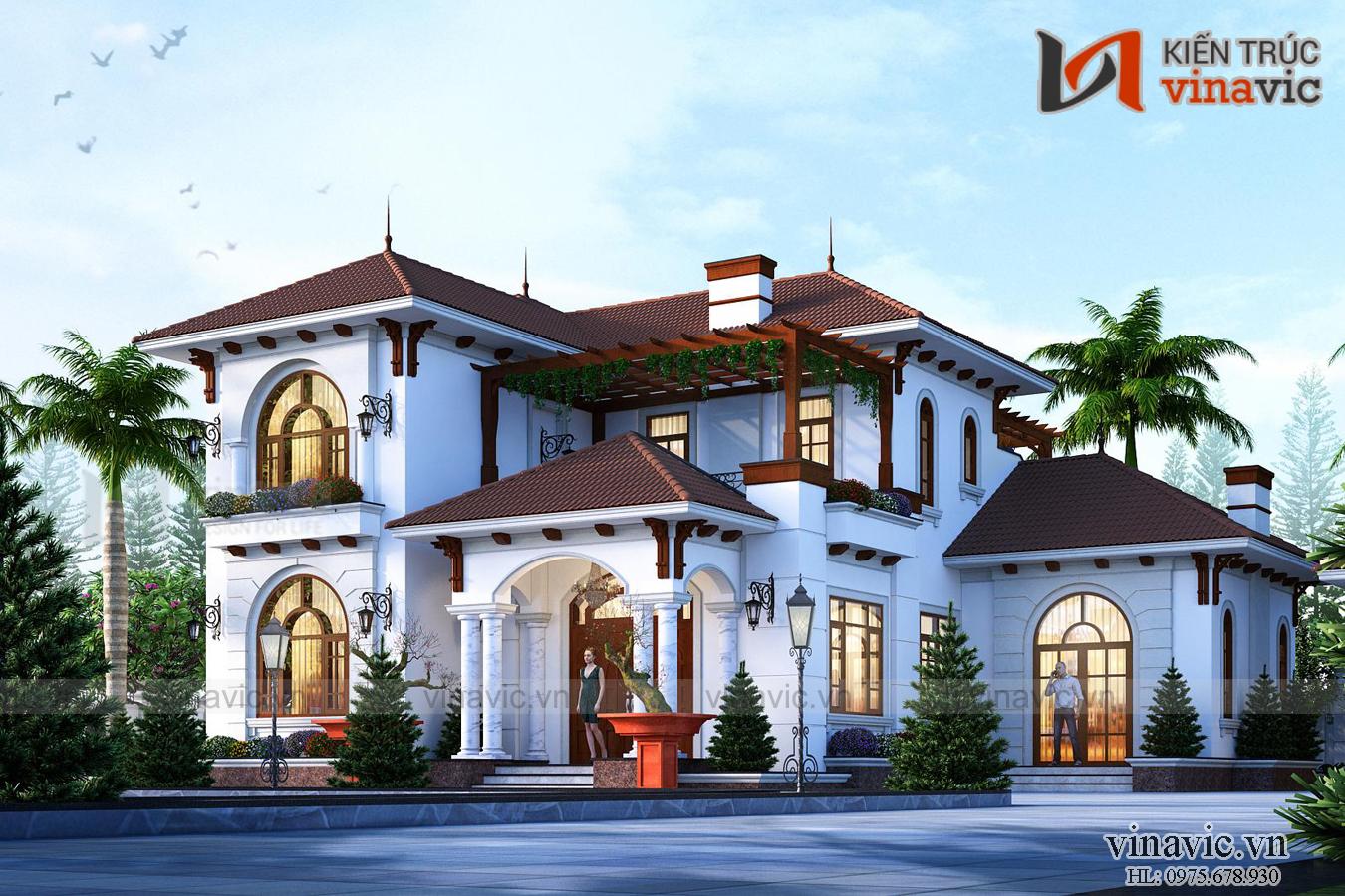 Góc nhìn khác Mẫu nhà chữ L đẹp 2 tấng 180m2 3 phòng ngủ mặt tiền rộng 12m BT2001