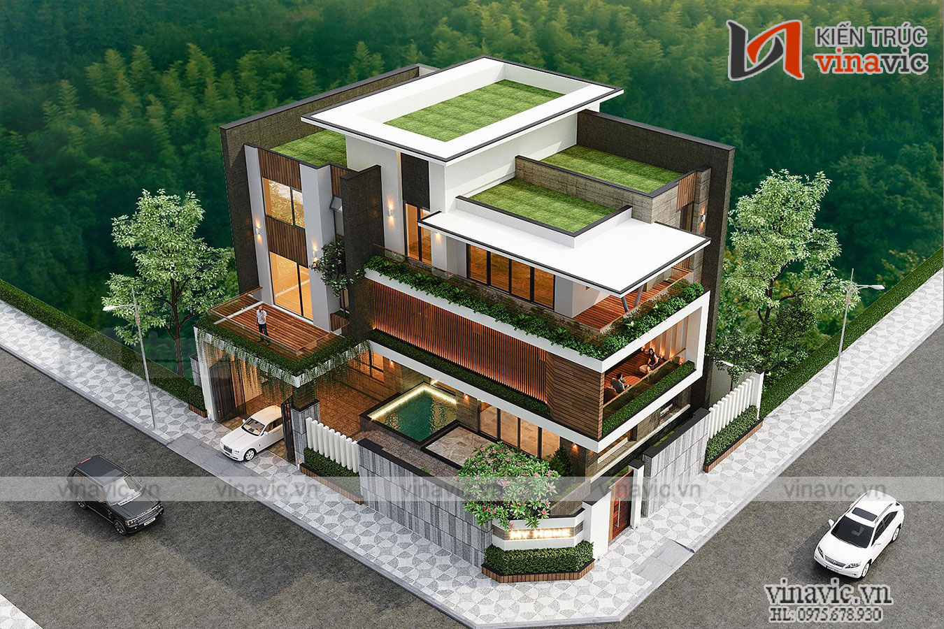 Nhà biệt thự hiện đại 3 tầng 180m2 1 sàn ở An Dương- Hải Phòng BT2002