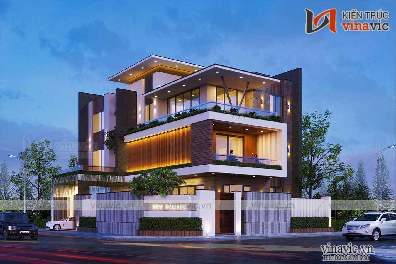 Nhà biệt thự hiện đại 3 tầng 180m2 1 sàn ở An Dương- Hải Phòng BT2002