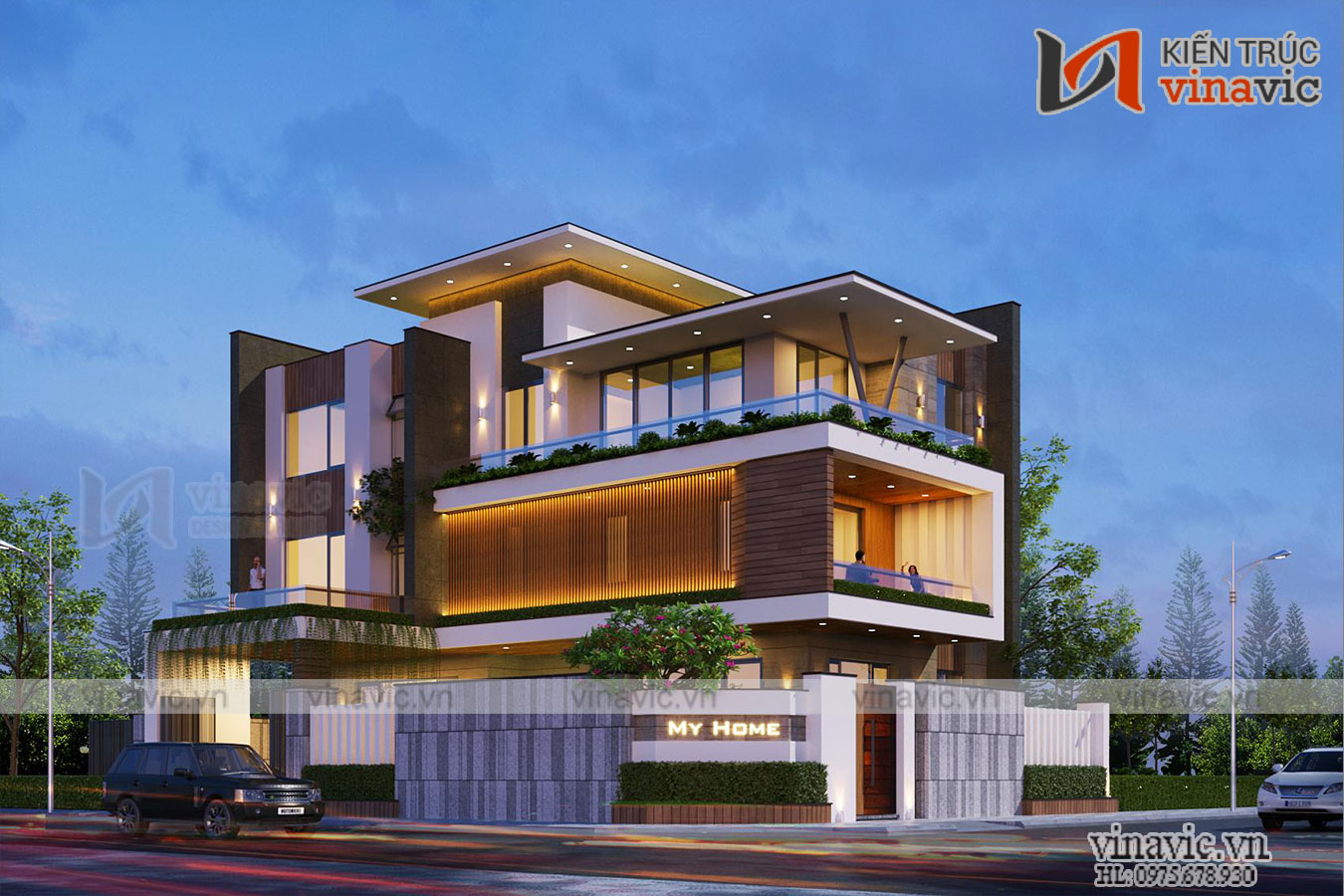 Nhà biệt thự hiện đại 3 tầng 180m2 1 sàn ở An Dương- Hải Phòng BT2002