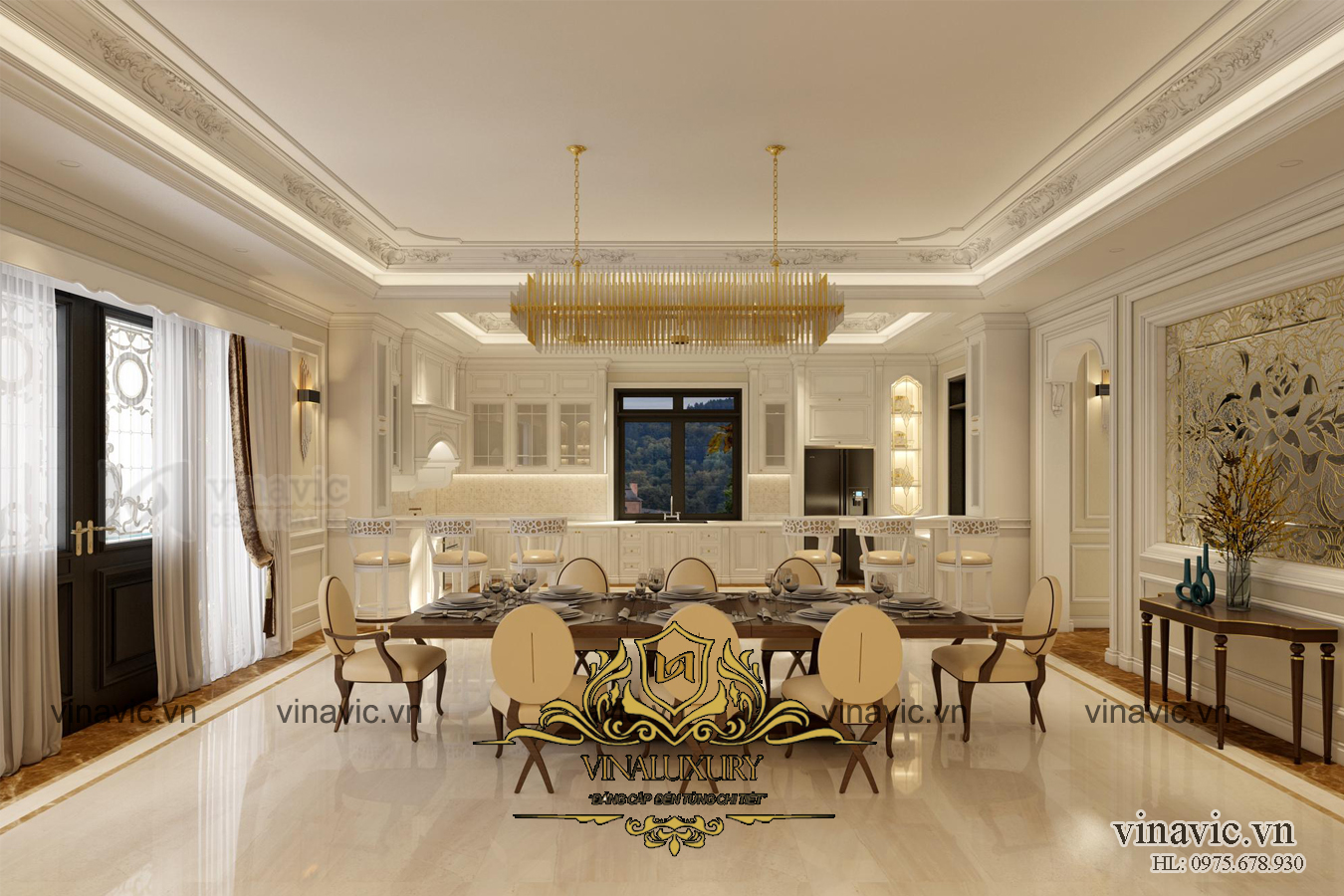 Nội thất cổ điển cho căn biệt thự lộng lẫy ở Hải Dương NT2013
