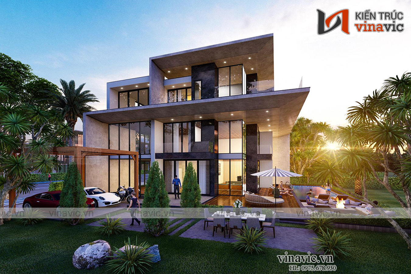 Biệt thự hiện đại 250m2 3 tầng kt 16x16m có hồ bơi ở Quảng Bình BT2013