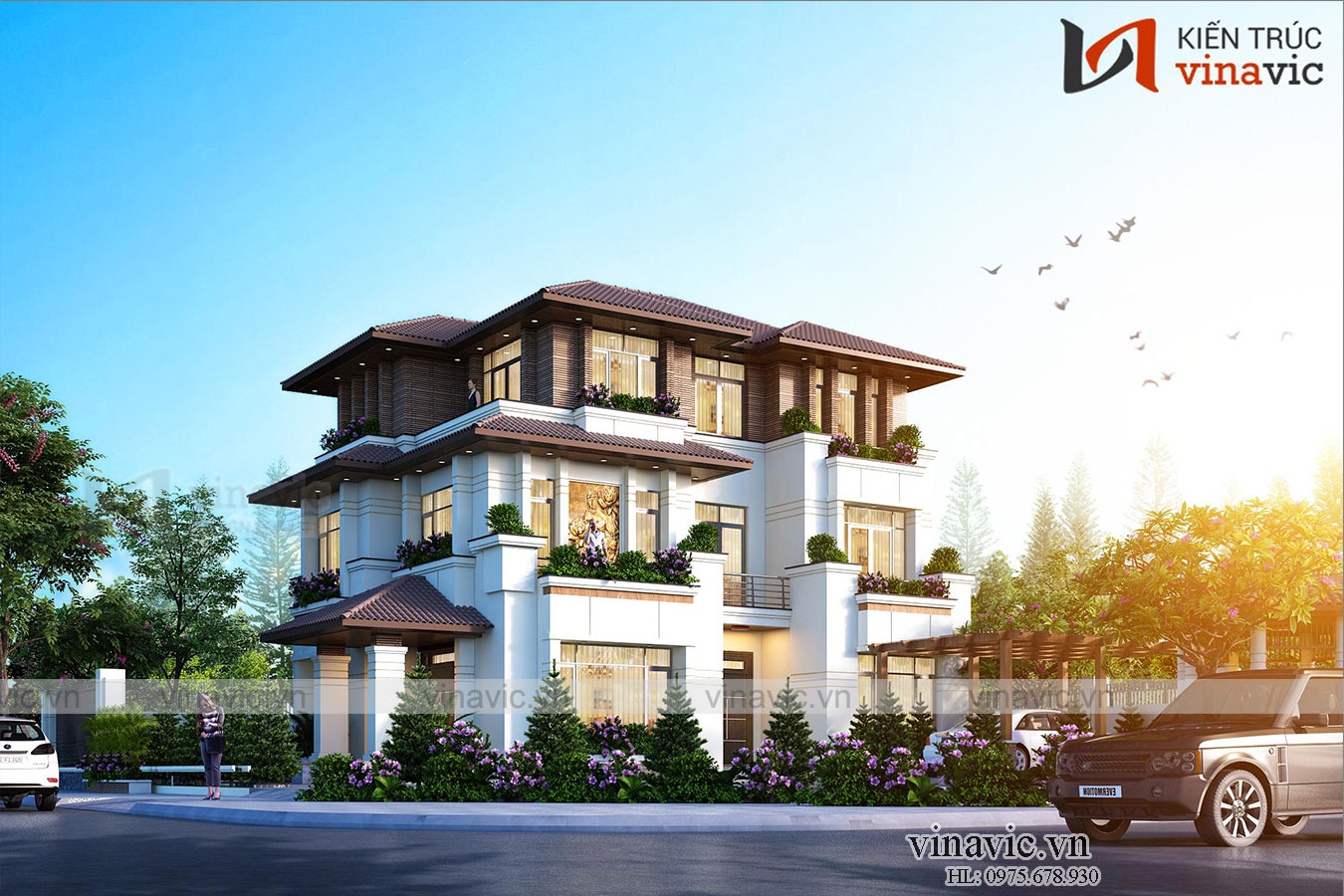 Nhà hiện đại 3 tầng 150m2 mặt tiền 12m ở Gia Lâm Hà Nội BT2010