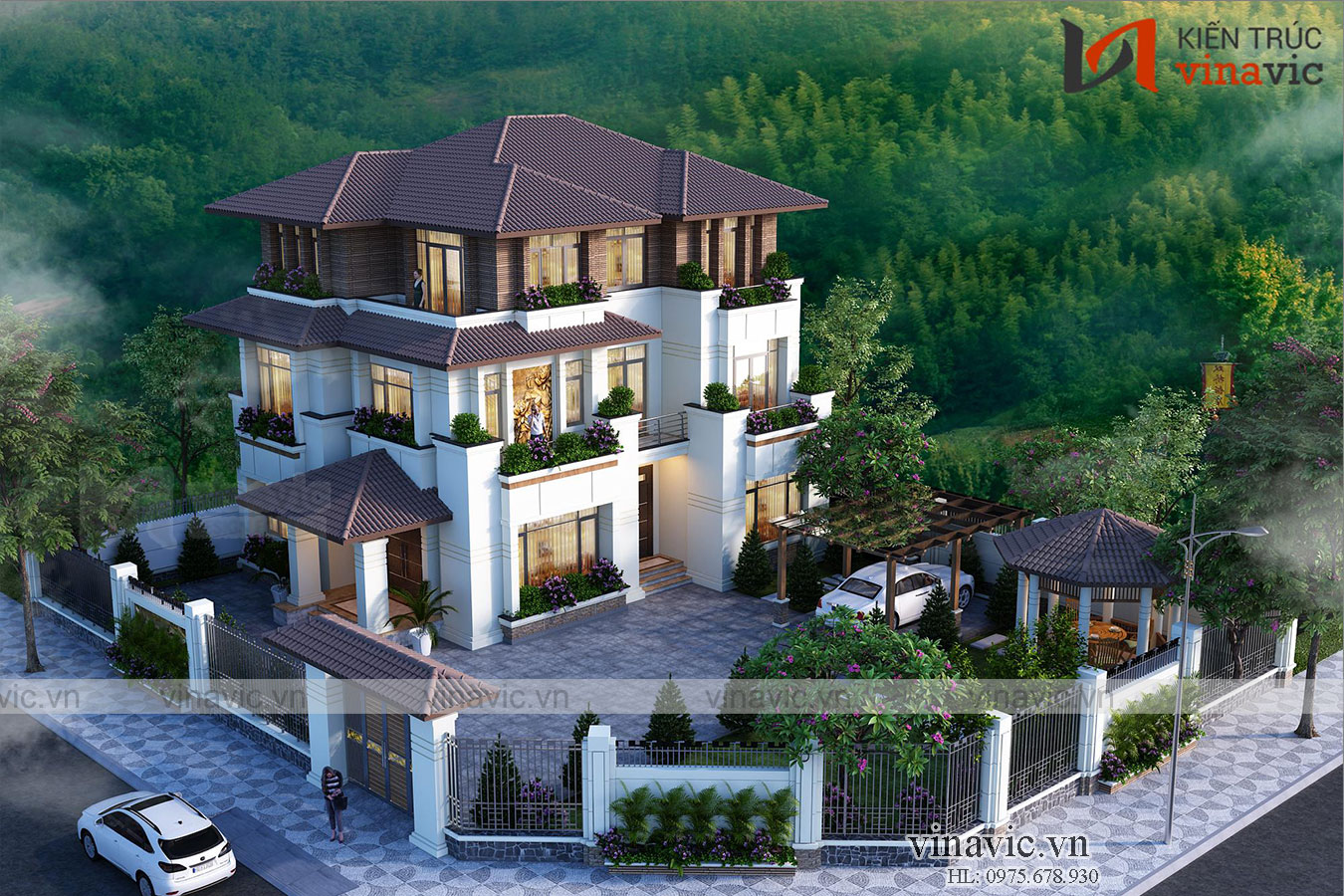 Nhà hiện đại 3 tầng 150m2 mặt tiền 12m ở Gia Lâm Hà Nội BT2010