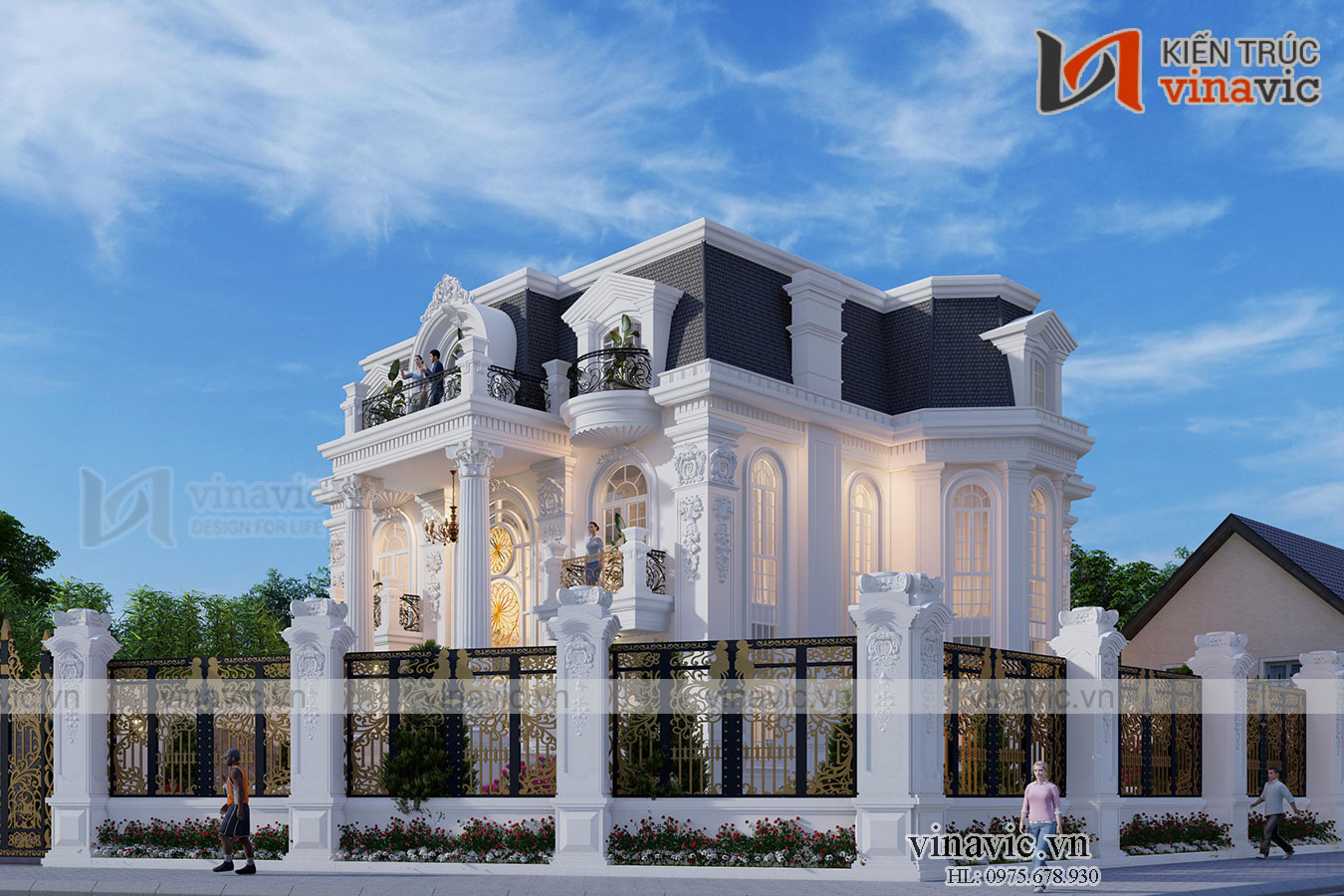 Dinh thự 3 tầng phong cách tân cổ điển ở Hà Nam LDDT2005