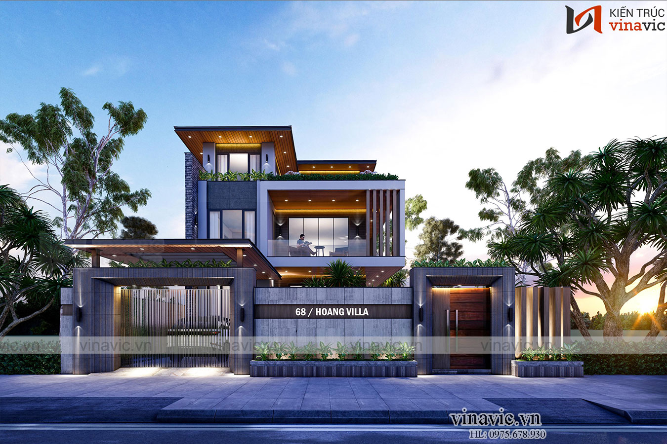 Thiết kế villa 3 tầng hiện đại ở Chương Mỹ - Hà Nội