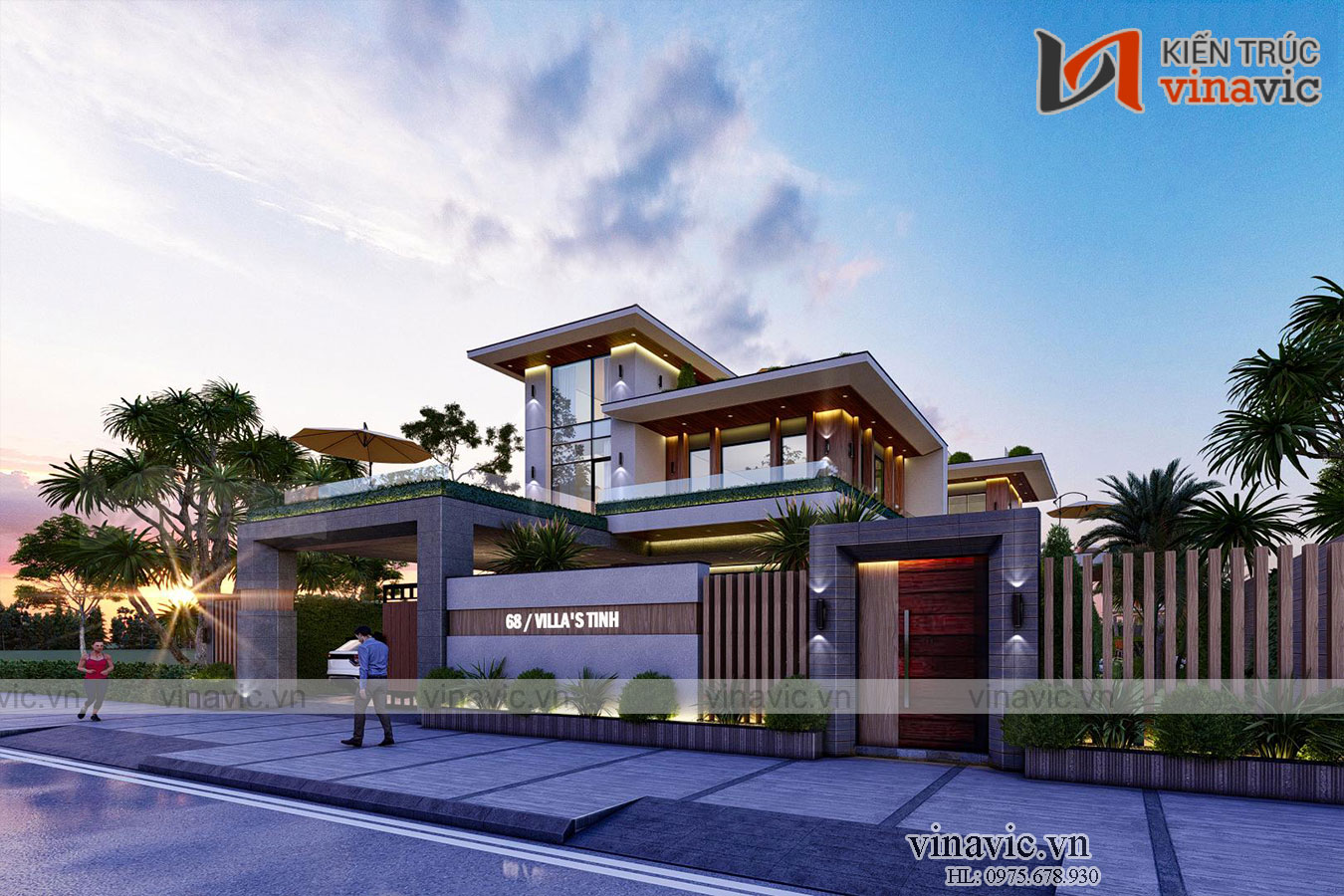 Góc nhìn khác Mẫu nhà hiện đại 3 tầng có bể bơi mặt tiền rộng 14m sâu 23m BT2014