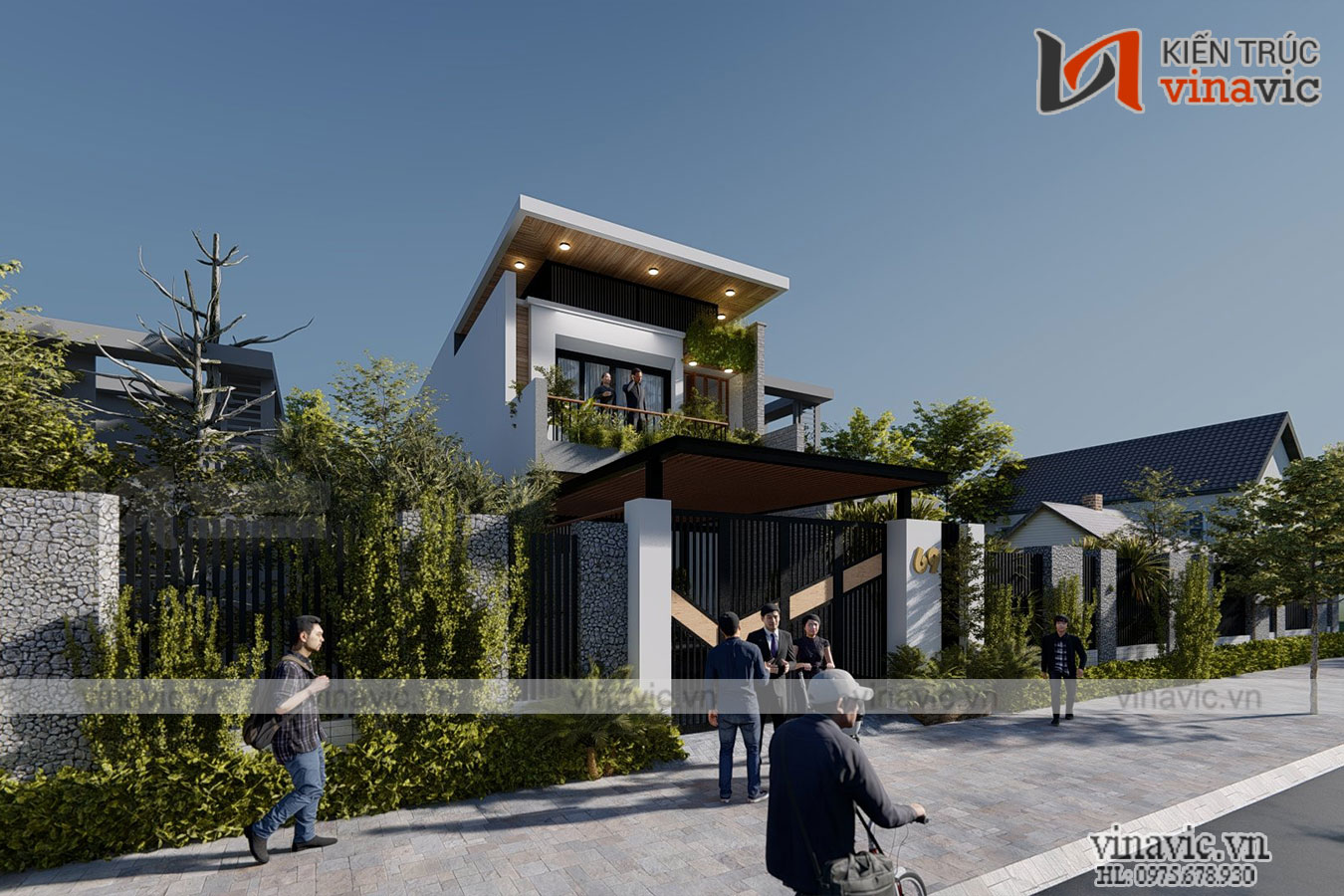 Phối cảnh góc nhìn khác của thiết kế mẫu nhà đẹp 2 tầng