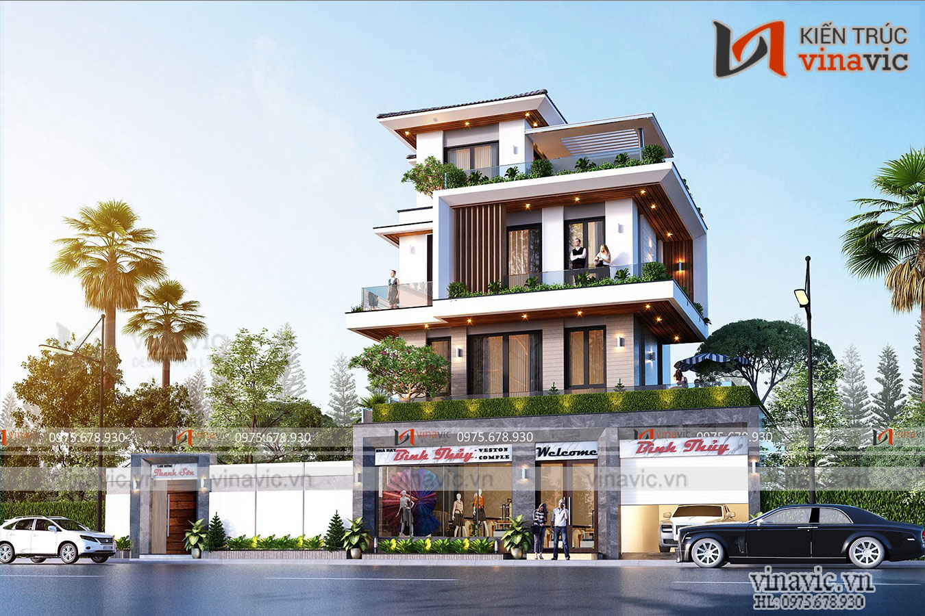 View đường chính nhà ở kết hợp kinh doanh tầng mặt tiền 